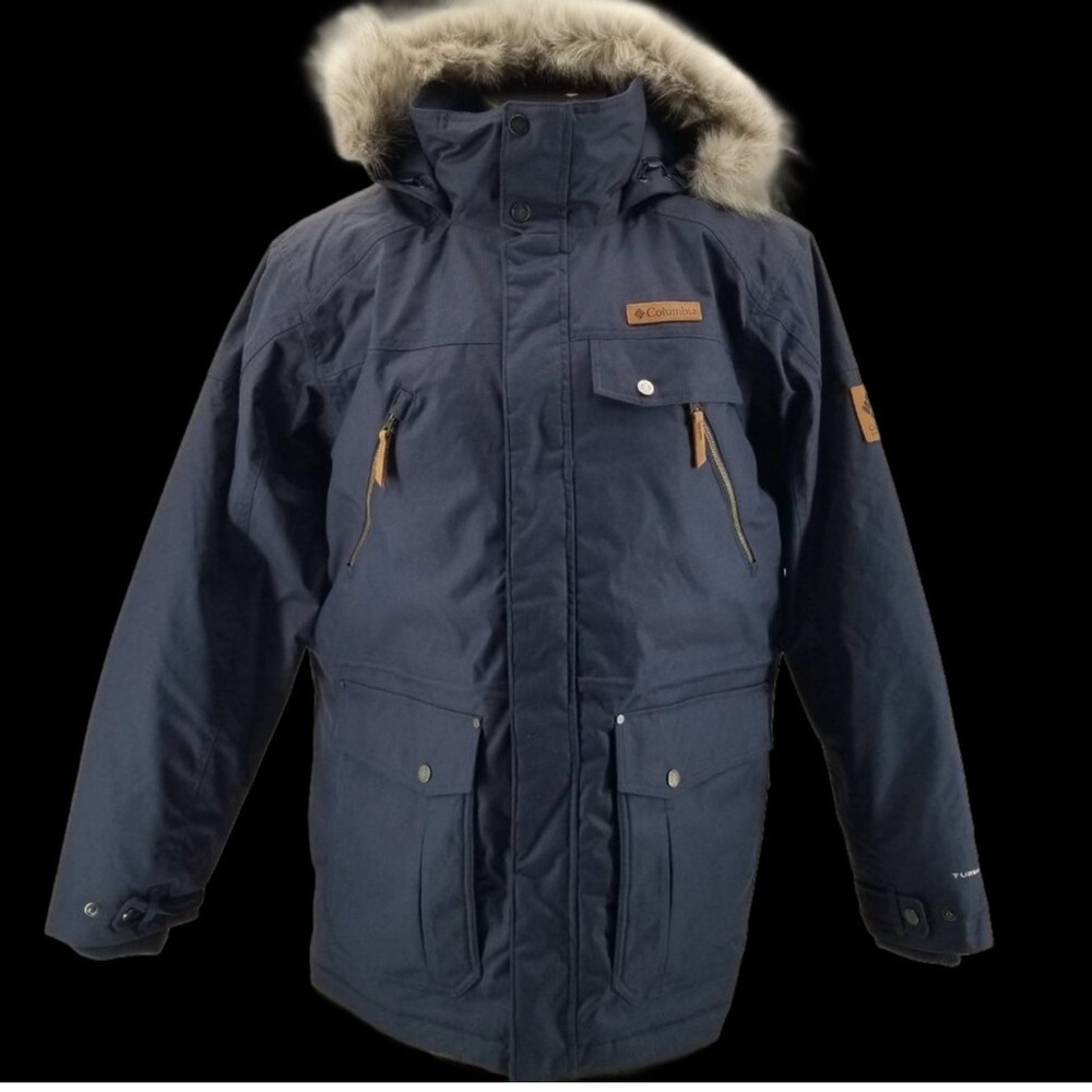 Columbia Navy Parka with Faux Fur Hood